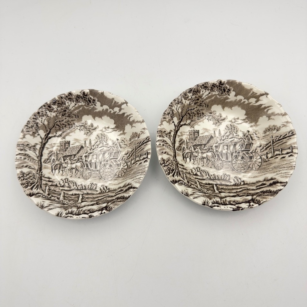 Myott Royal Mail Brown Transferware Fruit Bowls Set of 2 Staffordshire England's